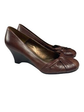 Aldo Womens Brown Leather Wedge Heel Shoe Size 38